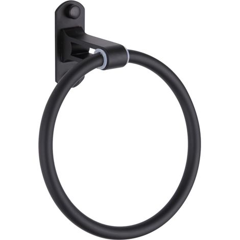 Porte-serviettes design moderne en aluminium spatial noir avec anneau résistant à l'eau pour salle (1/5)
