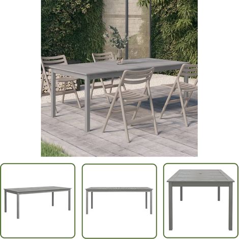 The Living Store Gartentisch Grau 200x100x75 cm Massivholz Akazie - Holztisch - Esszimmertisch - Gartenmöbel - Outdoor Möbel - Akazienholz (1/5)