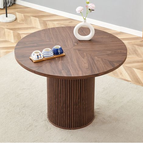 Runder Esstisch aus MDF, 100 cm, Walnussoptik (1/5)