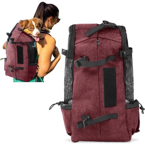 Zaino per cani, borsa per cani, box per il trasporto di cani, rosso (1/5)