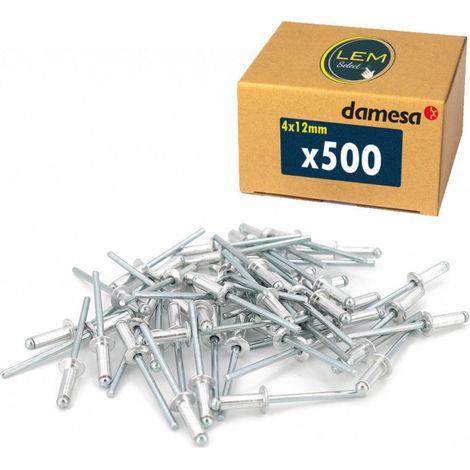 Lot de 500 - Rivet pop aveugle tête plate aluminium/acier 4x12 mm