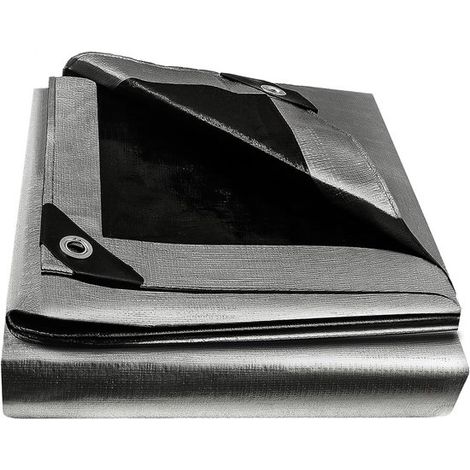 Lona protectora de lona tejida para exteriores, resistente a desgarros e impermeable, 2 m x 3 m, gris y negro. (1/5)