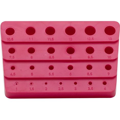 Bohrerständer aus Kunststoff leer 25-teilig 1,0 - 13,0 mm x 0,5 stgd.