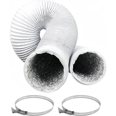 Tuyau d'évacuation Diamètre de 100mm Longueur de 3m Gaine Ventilation en Aluminium Tuyau D'évacuation D'air avec 2 Colliers de Serrage pour Climatisation portable Déshumidificateur Extracteur (1/5)