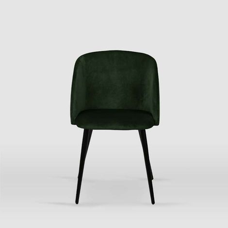Pack de 2 sillas modelo Keren tapizadas en terciopelo verde botella, 51.5cm(ancho ) 88.5cm(altura) 56.5cm(fondo) (1/4)