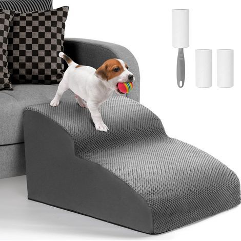 Dog Staircase, 2 Steps, 30D Sponge, Non-Slip, Washable Cover for Sofa Bed (1/5)