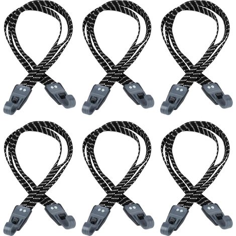 6 Tendeur élastique, Crochet réglable, Sangle bagage vélo, Latex polypropylène, Noir, 45 65 73 cm, Moto voiture camion (1/5)