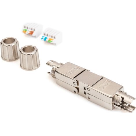 Hülsenmodul zum Anschluss von LAN-Kabeln, Hohlstecker, 6 A, werkzeugloses Display (1/2)