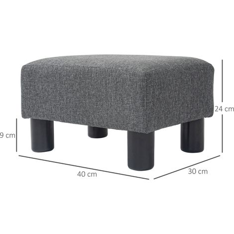Pouf ottoman en lin gris foncé, repose-pieds design, tabouret moelleux rembourré pour séjour ou chambre, assise confortable et moderne (1/5)
