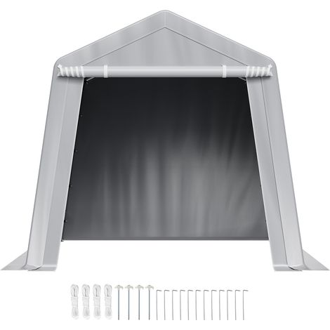 Mophorn Abri de Jardin 245x245 cm, Tente de Rangement avec Porte à Fermeture Éclair Enroulable, Structure Durable pour Stockage Portable, Garage Extérieur pour Motos, Vélos et Outils de Jardin, Gris (1/5)