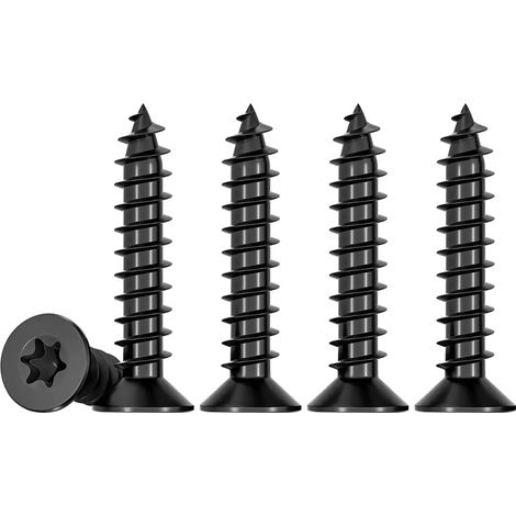 Lot de 50 vis à bois Torx noires fraisées M4 x 10 mm, acier inoxydable A2, filetage complet, autotaraudeuses, universelles TX20 (1/5)