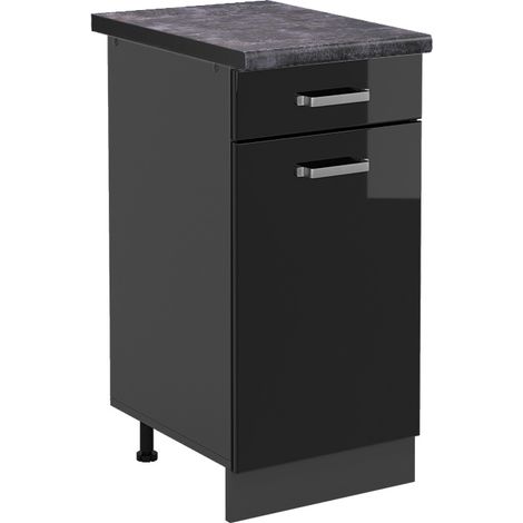 Meuble cuisine R-Line, Noir Haute brillance, 40 cm , PT Anthracite, Vicco