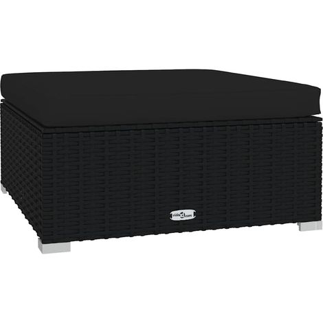 Maison Exclusive - Gartenhocker mit Kissen Schwarz 70x70x30 cm Po