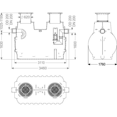 -Öl-/Benzinabscheider EasyOil ground, NS 20, Sys. B, 5800 l, Bel.Kl. D