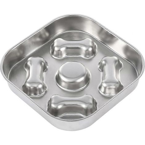 Fressnapf aus Edelstahl für Hunde und Katzen – rutschfester Boden, 21,3 cm (8,4 Zoll) quadratischer Durchmesser (1/5)