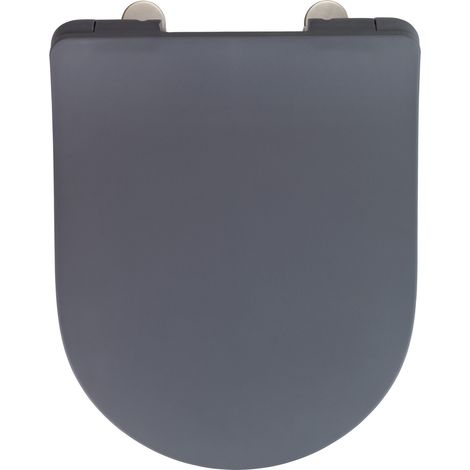 Wenko – Abattant WC en duroplast gris mat – Charnières en acier inoxydable – Mécanisme de chute lente Easy Close – Dimensions 36,2 x 45,2 cm (1/5)