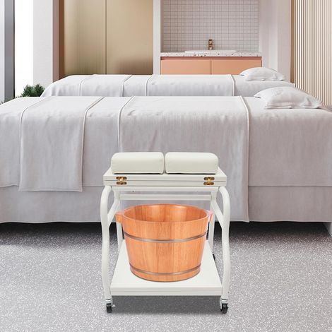 Mobiler Fußstuhl, Fußbad-Wagen, Schönheitssalon, Massagesalon, Nagelsalon, 4040cm (weiß)