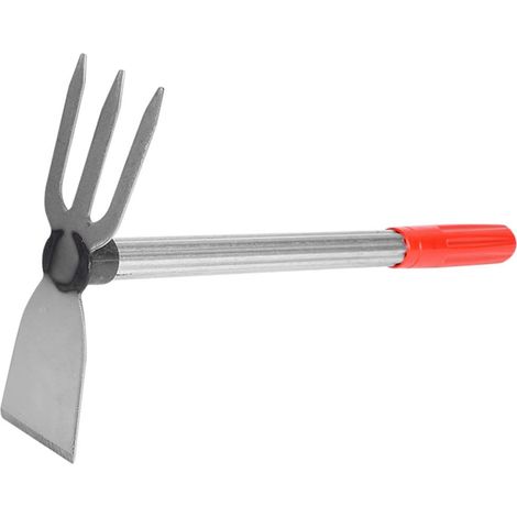 Outil de jardin 2 en 1 – Binette et râteau 3 dents pour fleurs (1/5)