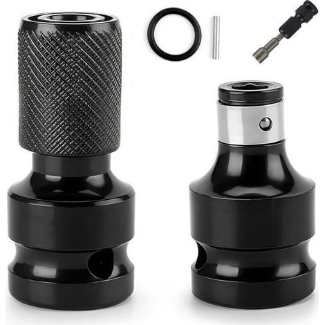 Lot de 2 Adaptateurs de Douille, 1/2 à 1/4" Adaptateur à Clique Adaptateur Douille Embout Cle a Choc pour Clé à Cliquet à Impact et Douill e de Porte-Embout de Tournevis (Noir) (1/4)