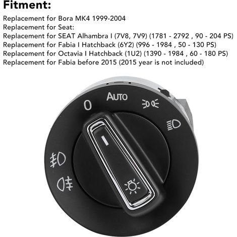 Interruttore automatico dei fari con sensore di luce - Accensione automatica rapida - Compatibile con VW Bora MK4 1999-2004 - 3 modalità regolabili - Codice ricambio originale 3BD941531 (1/5)