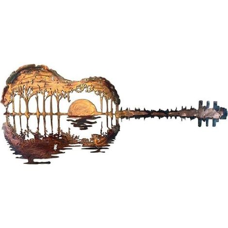 Décoration murale en métal guitare abstraite 40 x 22 cm – Acier haute qualité sculpté et peint à la main – Antirouille et anti-décoloration (1/5)