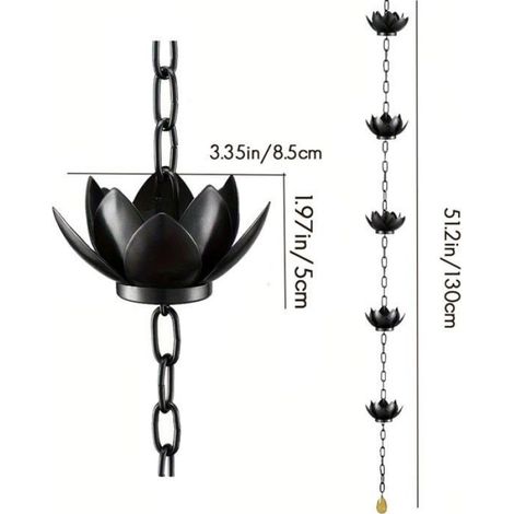 Lotus chaîne attrape-pluie gouttière, Décoration extérieur Cuneary (1/5)