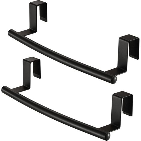 2 pezzi Portasciugamani - Portasciugamani da cucina sopra la porta Portasciugamani da mobile Portasciugamani nero opaco dimensioni (36,5 x 2,3 x 6 pollici) (1/4)