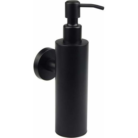 Distributeur Savon Mural Inox 200ml Noir Mat, Shampoing (1/4)