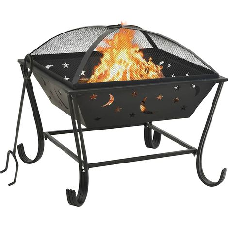 vidaXL Foyer avec tisonnier 62 cm XXL Acier (1/5)