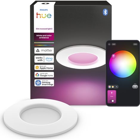 Philips Hue Slimme Foco empotrable para Baño Ø90 mm Redondo (Blanco) Luz blanca y de color - White and Color Ambiance (1/5)