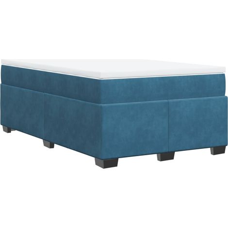 vidaXL Giroletto a Molle con Materasso Blu Scuro 120x190 cm in Velluto (1/5)