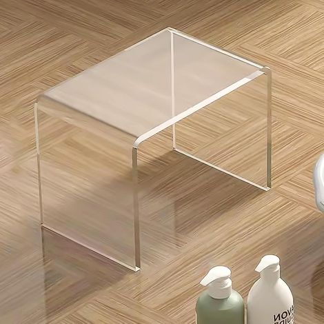 Table d'extrémité en acrylique transparent, table d'appoint en forme de U avec bords arrondis, table basse moderne, bancs de douche, tabouret en acrylique, repose-pieds épais (1/5)