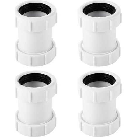 Lot de 4 raccords de tuyau droits en PVC de 40 mm, raccords d'extension de tuyau, raccords de plomberie pour baignoire, évier de cuisine, bac de douche (1/5)