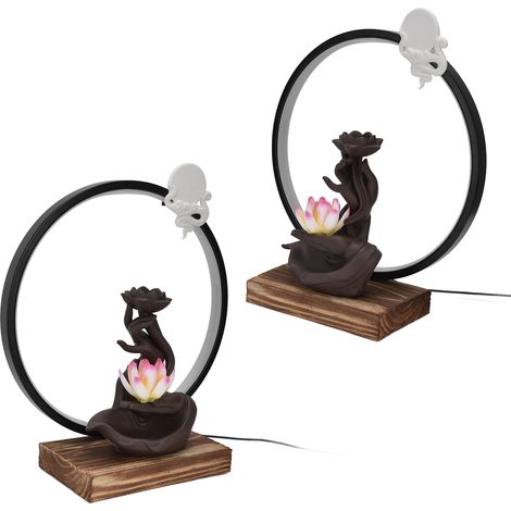 Kreativer USB-LED-Räucherstäbchenhalter, Räuchergefäß für Kegel und Stäbchen, Dekoration für Zuhause und Büro, Zen-Lotus-Räuchergefäß mit Nachtlicht (inklusive rosa Lotusblume) (1/5)