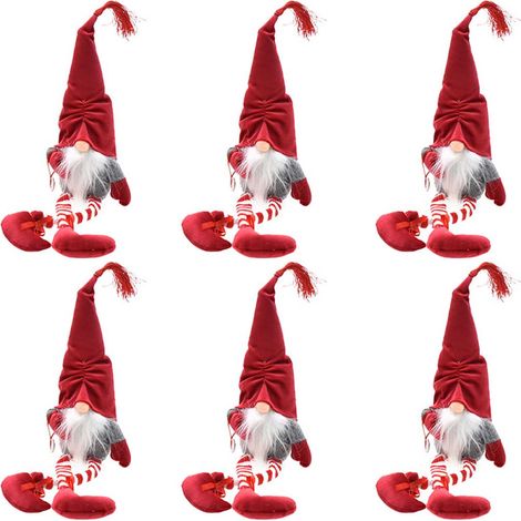 Set Kit 6 Gnomi Decorazione Natalizia Albero di Natale Altezza 45cm Colore Rosso (1/3)