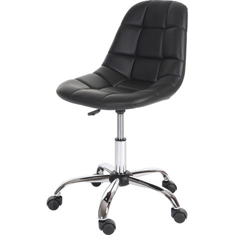 Chaise de bureau pivotante tabouret sur roulettes en synthétique noir 040002031