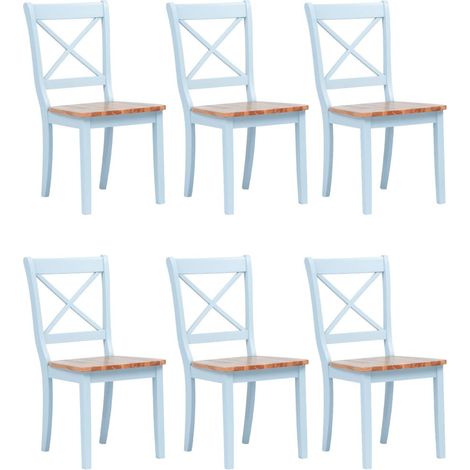 Chaise bois massif blanc et bois clair Aero - Lot de 6 (1/5)