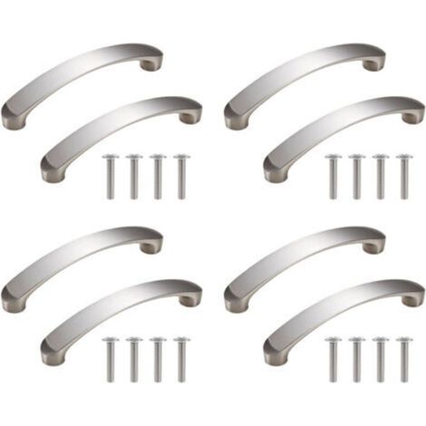 Maniglie in alluminio per ante di mobili da cucina (96 mm), 8 pezzi, argento, pomelli per cassetti per mobili da soggiorno con viti