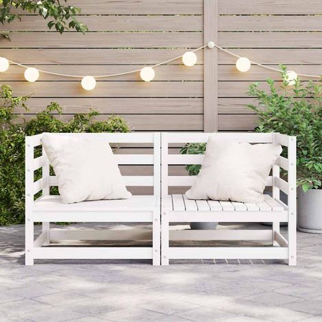 Lot de 2 Canapés d'angle de jardin, Canapé d'extérieur, Meuble de jardin, Blanc Bois de pin massif OIB5430E (1/5)