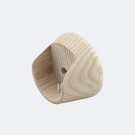 Support Entre-murs en Bois Naturel Ø28mm pour barre à rideaux - Boulet (1/2)