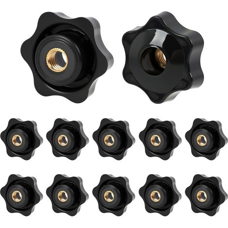 12PCS Bouton de Serrage M8 x 38,Écrou Papillon à Tête Étoile, Filetage Interne en Laiton, Bouton de Serrage à Main Robuste pour Machines, Mobilier, Équipements Industriels et Appareils Électriques (1/5)