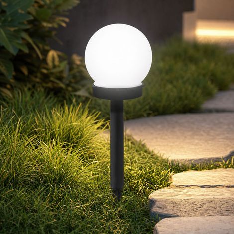 Lot de 2 Lampes Solaires de Jardin Sphériques Blanches LED, Étanches IP65, Automatiques, ABS, pour Extérieur Terrasse Pelouse (1/4)
