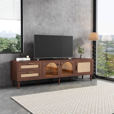 Mobile TV 180x40x50cm con LED, grande capienza, truciolare, colore marrone (1/5)