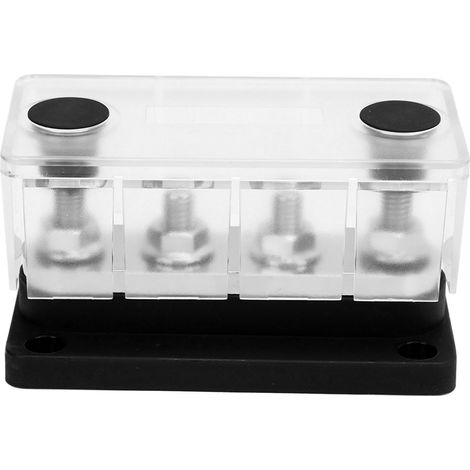 Bloc de distribution électrique M8 4 bornes barre omnibus DC 12V-48V 300A pour automobile bateau noir (1/5)