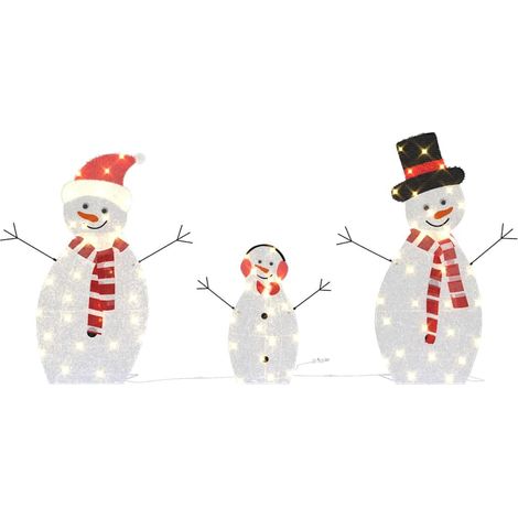Familia de Muñecos de Nieve Iluminados 3 pcs Cálido Poliéster vidaXL (1/5)