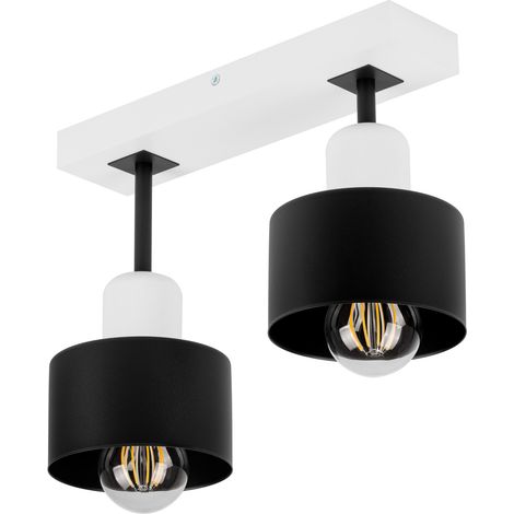 Lámpara de techo blanca de madera y metal de estilo escandinavo, 2xE27, iluminación LED moderna para salón, cocina, dormitorio, habitación infantil, loft. (1/5)