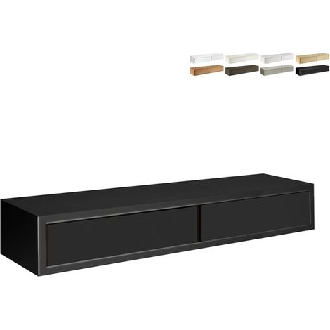 Étagère murale avec tiroir, table de chevet suspendue, étagère murale, noire, 88,2 x 13,4 x 23,7 cm - Domino Maxi (1/5)