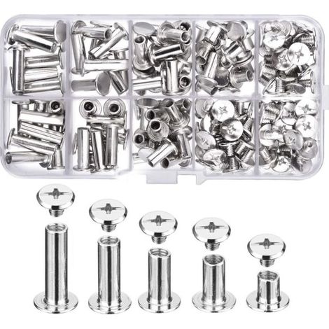 Online Store - 80 jeux de vis Chicago, 5 tailles, comprenant des vis métalliques à tête ronde Phillips et des vis Chicago à tête cylindrique. (1/5)