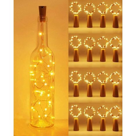 LED Bouteille Guirlande, 2m 20 LED [16 pièces] Guirlande Lumineuse Lampe Bouteille Étanche Fil d\'argentFlexible Décoration