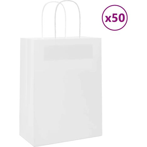Sacs en papier 50 pcs avec poignées blanc 21x11x28 cm vidaXL